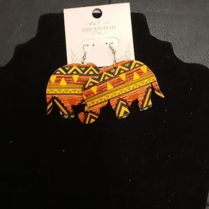 African Print Elephant Earrings